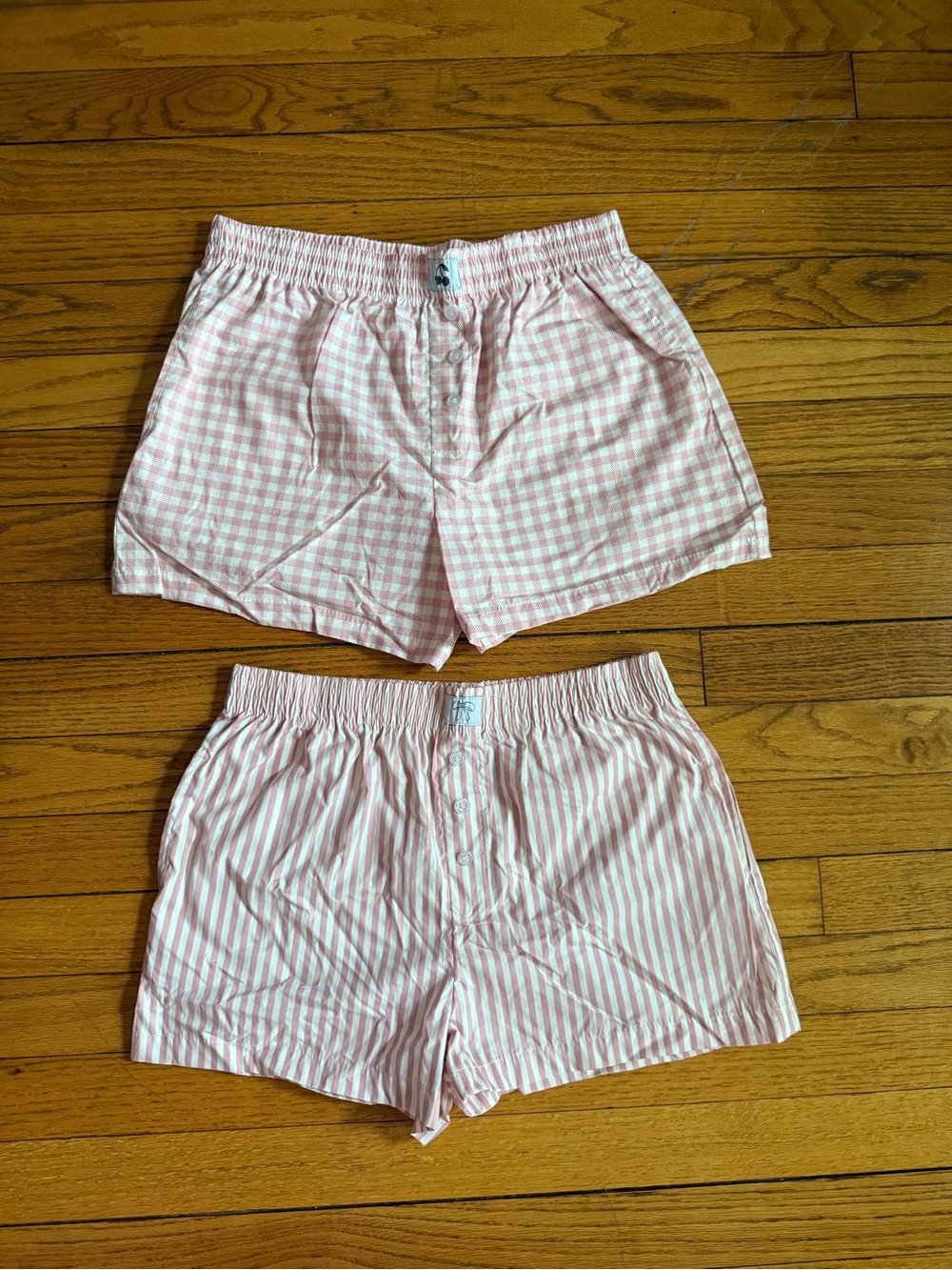 Women’s Pink Striped and Gingham Cotton Shorts - Pair